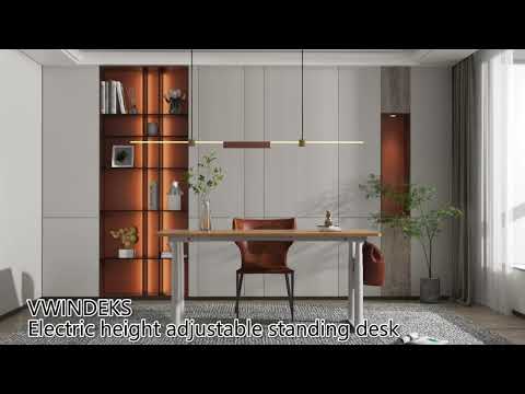 VWINDESK VJ402 Four Legs(Columns) Electric Height Adjustable Standing Corner Desk Frame Only W/Four Motors, Ergonomic Sit Stand Up Height Adjustable Steel Base with Digital Memory Keypad (White)