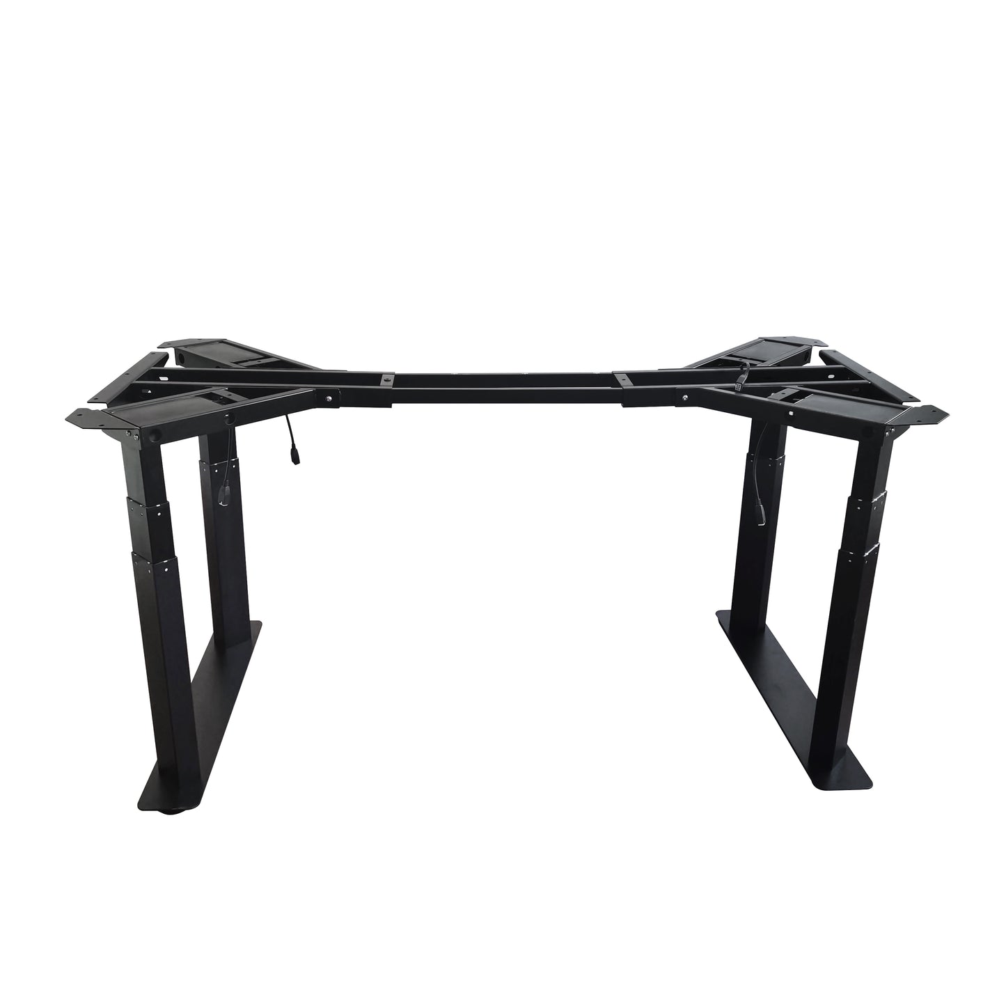 VWINDESK VJ401 Cadre de bureau d'angle debout à quatre pieds (colonnes) électrique réglable en hauteur uniquement avec quatre moteurs, base ergonomique en acier réglable en hauteur avec clavier à mémoire numérique (noir)