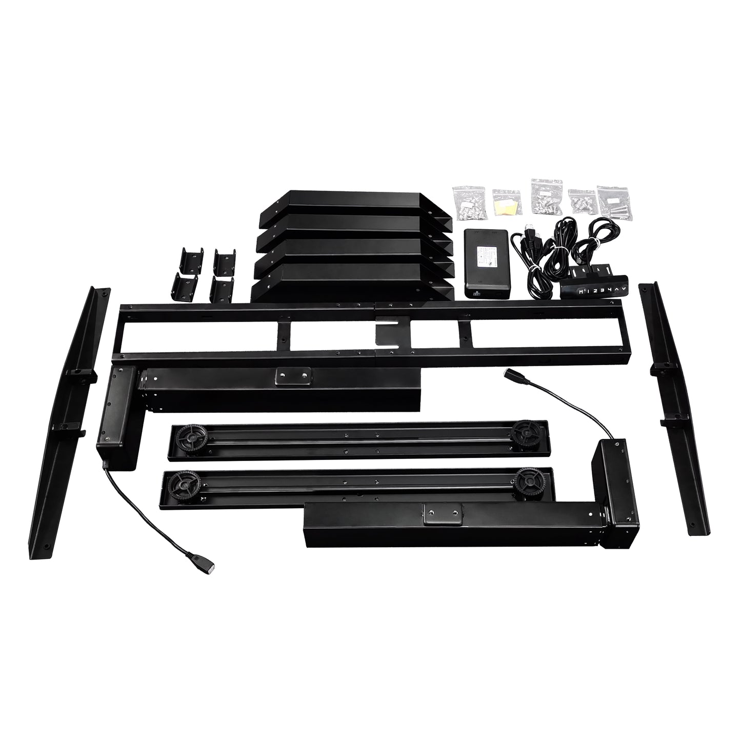 VWINDESK VJ205 Electric Height Adjustable Sitting Standing Desk Frame Sit Stand - Dual Motors 3 Stages Motorized Desk Base Only, Black