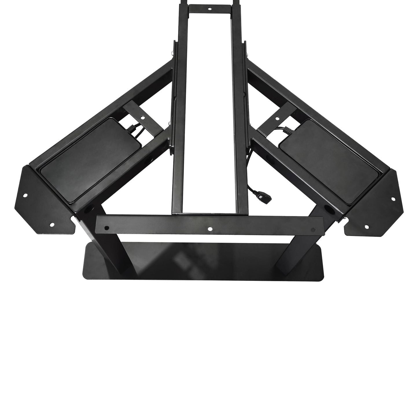 VWINDESK VJ401 Cadre de bureau d'angle debout à quatre pieds (colonnes) électrique réglable en hauteur uniquement avec quatre moteurs, base ergonomique en acier réglable en hauteur avec clavier à mémoire numérique (noir)