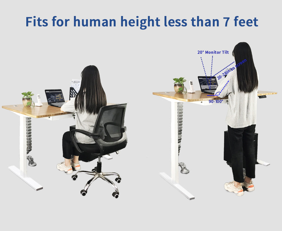 VWINDESK VJ201-S3 Electric Height Adjustable Sitting Standing Desk Frame Only/Sit Stand - Dual Motors 3 Segment Motorized Desk Base Only,White