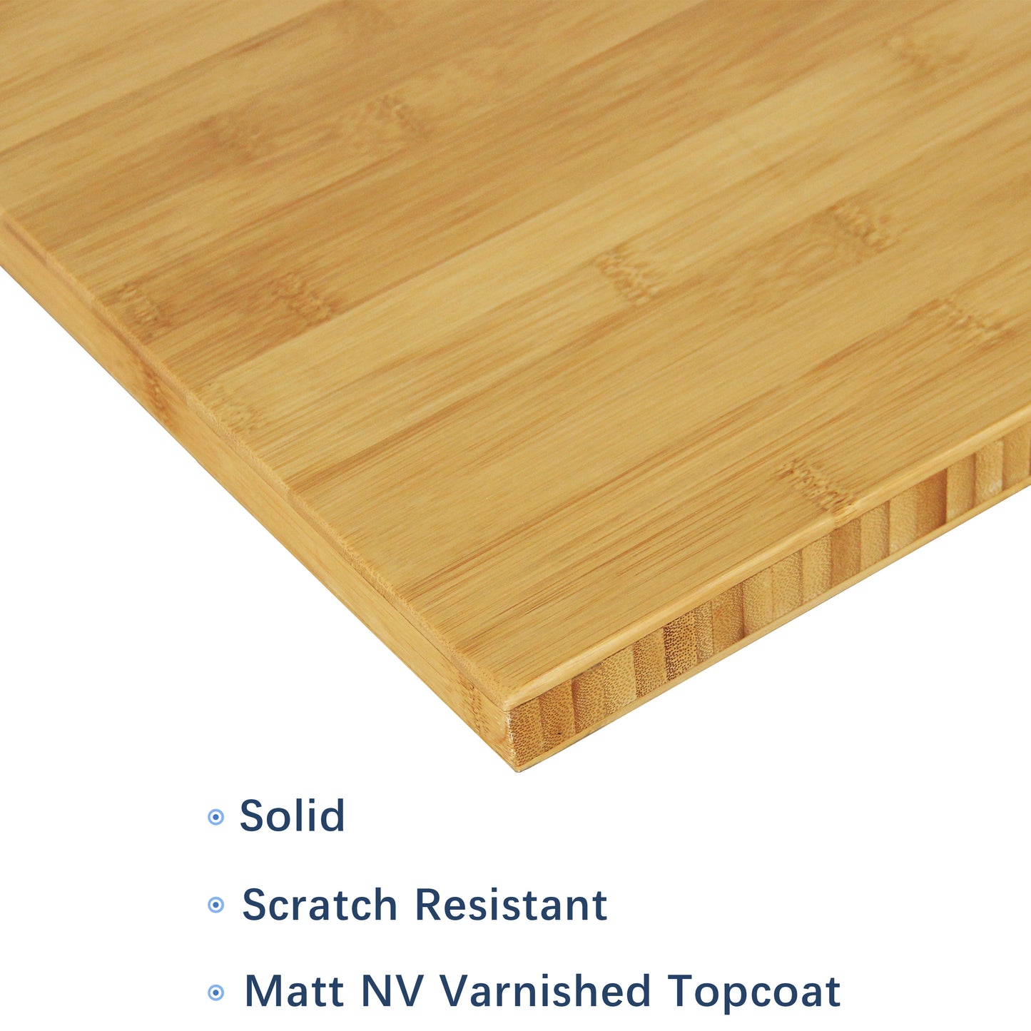 VWINDESK Mesa de escritorio de bambú 100 % macizo, 72 x 30 x 1 pulgada solamente, para escritorio de pie, escritorio de oficina en casa con ojales de 60 mm (ángulo recto)