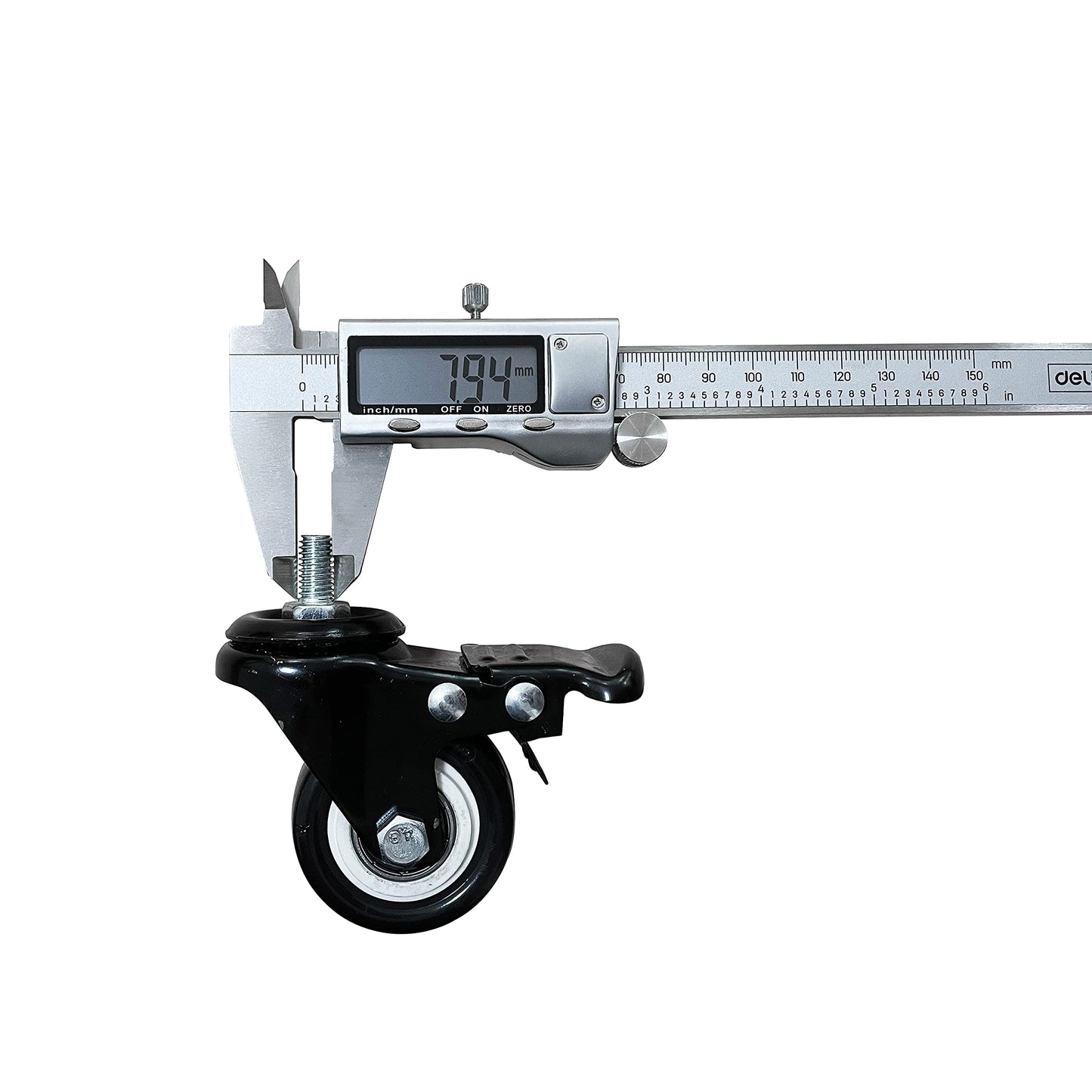 VWINDESK Lot de 4 roulettes filetées verrouillables M8 de 2 pouces, 15 mm, pivotantes, roulettes à bille pivotantes en polyuréthane PU avec plaque supérieure à 360 degrés, capacité totale de 220 lb, frein, utilisées pour bureau debout