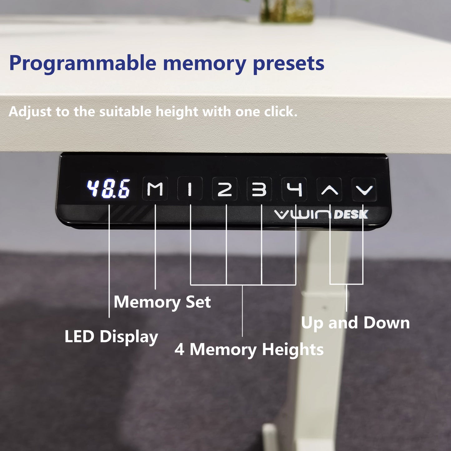 VWINDESK VJ201-S3 Cadre de bureau assis-debout électrique réglable en hauteur uniquement/assis debout – Base de bureau motorisée à 3 segments à deux moteurs uniquement, noir