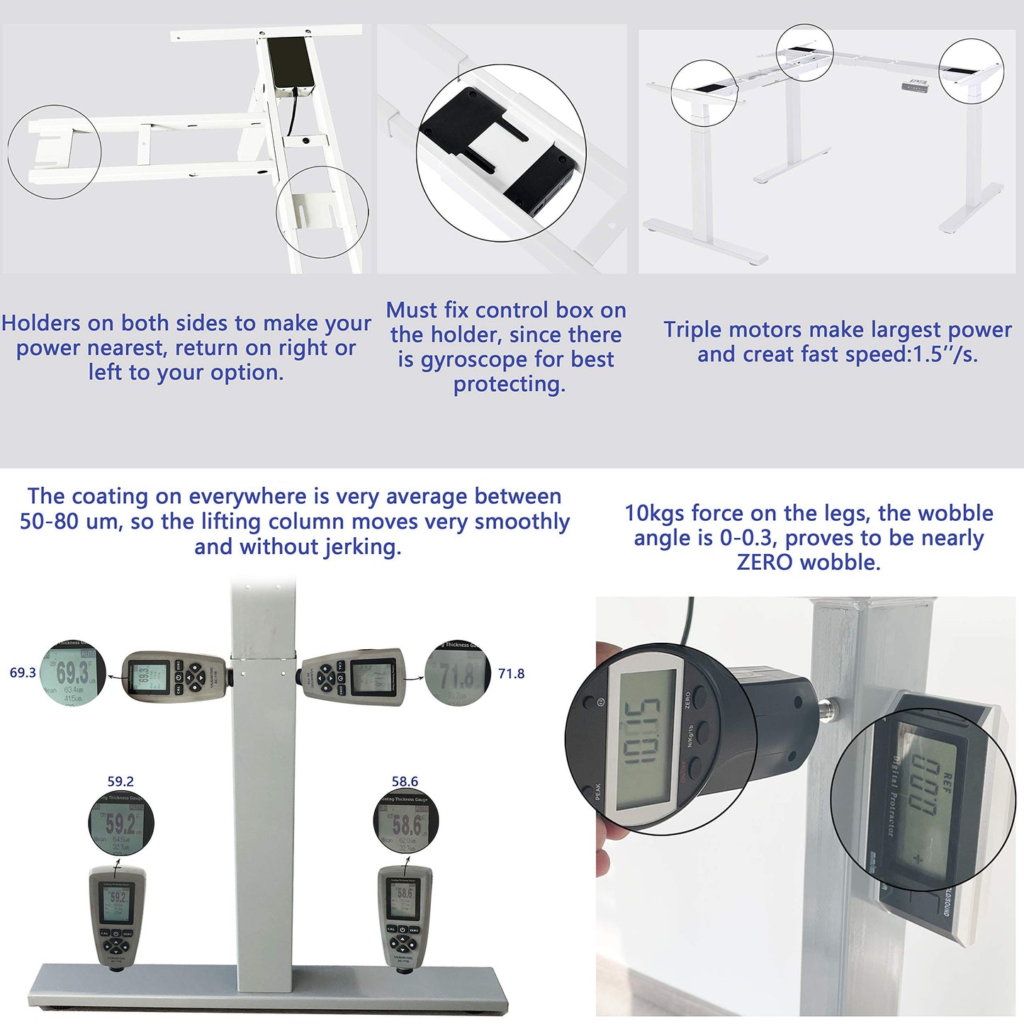 VWINDESK VJ301 L Shaped Electric Height Adjustable Standing Corner Desk Frame Only W/Triple Motor, Ergonomic Sit Stand Up Height Adjustable Steel Base with Digital Memory Keypad (Gray)