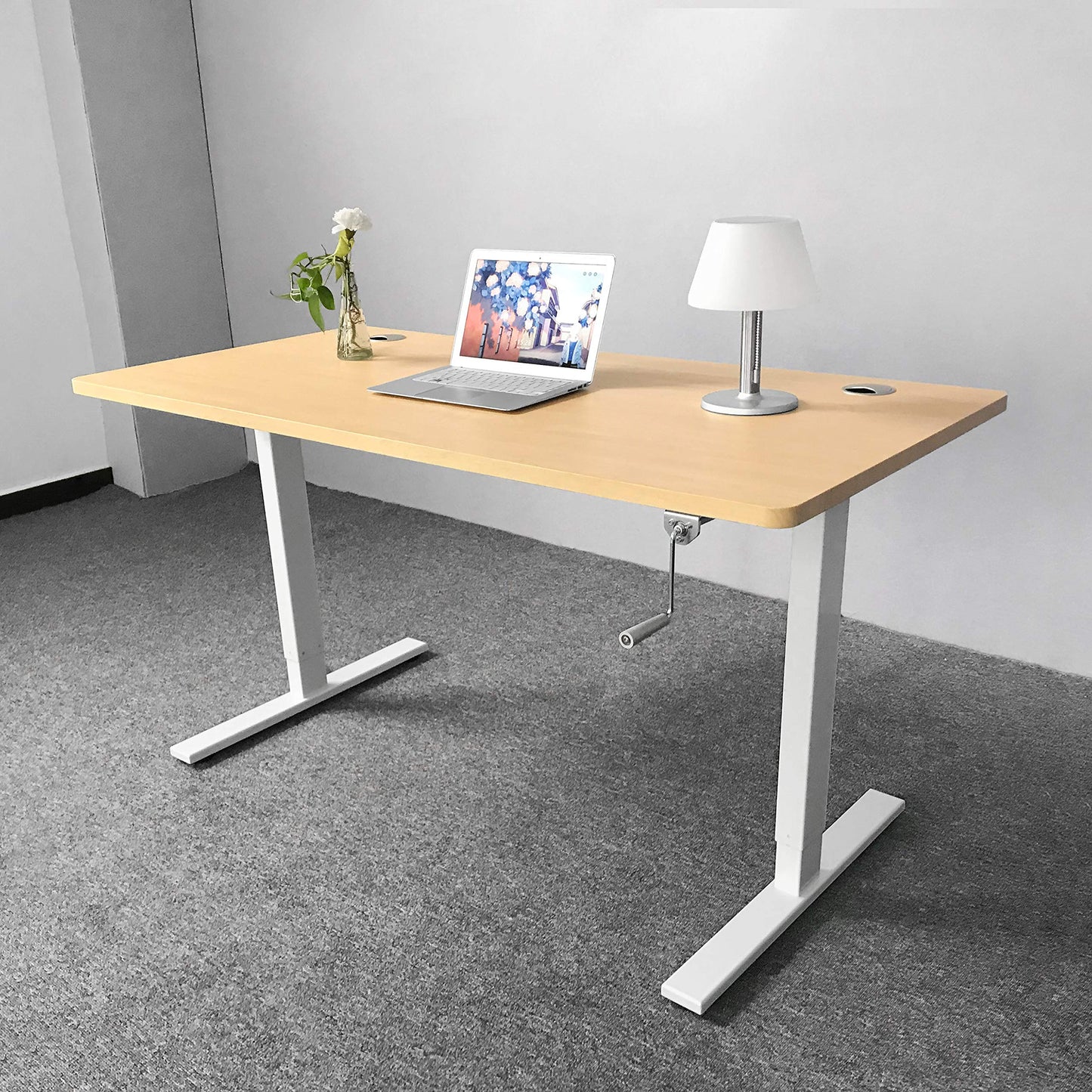 VWINDESK Wooden Material 80 inch MDF Desktop or Tabletop Only, Matching with Electric Adjustable Standing Desk Frame,with 80mm gromment Holes,Natural Color(80" x 30" x 1")