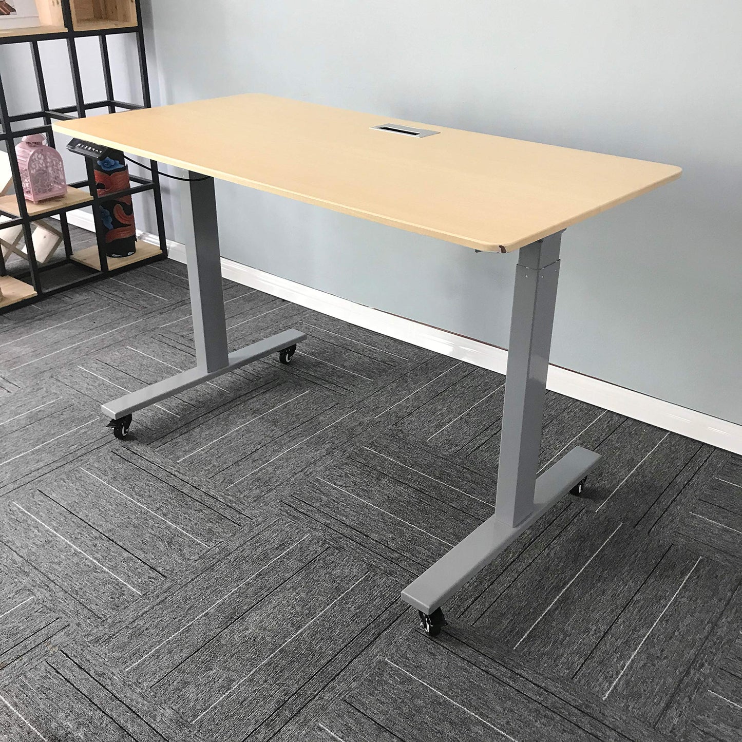 VWINDESK Lot de 4 roulettes filetées verrouillables M8 de 2 pouces, 15 mm, pivotantes, roulettes à bille pivotantes en polyuréthane PU avec plaque supérieure à 360 degrés, capacité totale de 220 lb, frein, utilisées pour bureau debout