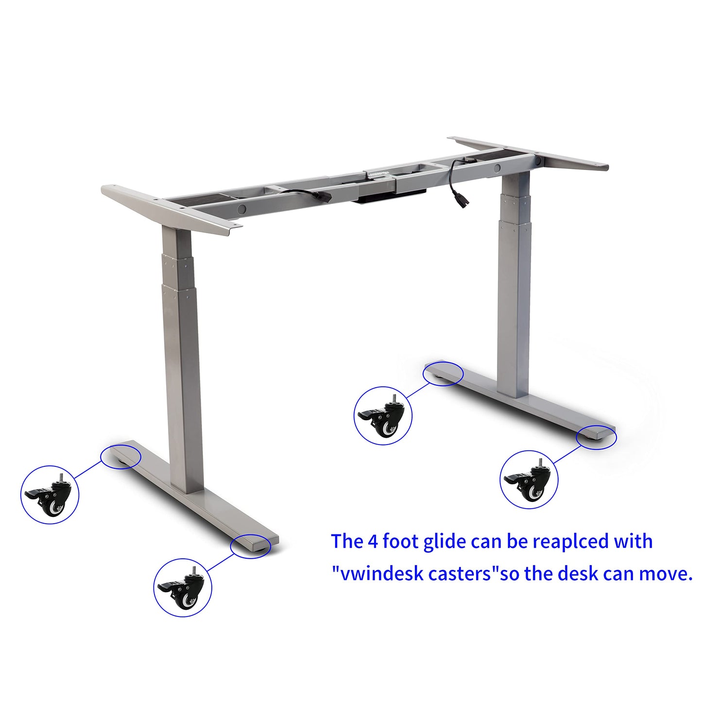 VWINDESK Lot de 4 roulettes filetées verrouillables M8 de 2 pouces, 15 mm, pivotantes, roulettes à bille pivotantes en polyuréthane PU avec plaque supérieure à 360 degrés, capacité totale de 220 lb, frein, utilisées pour bureau debout