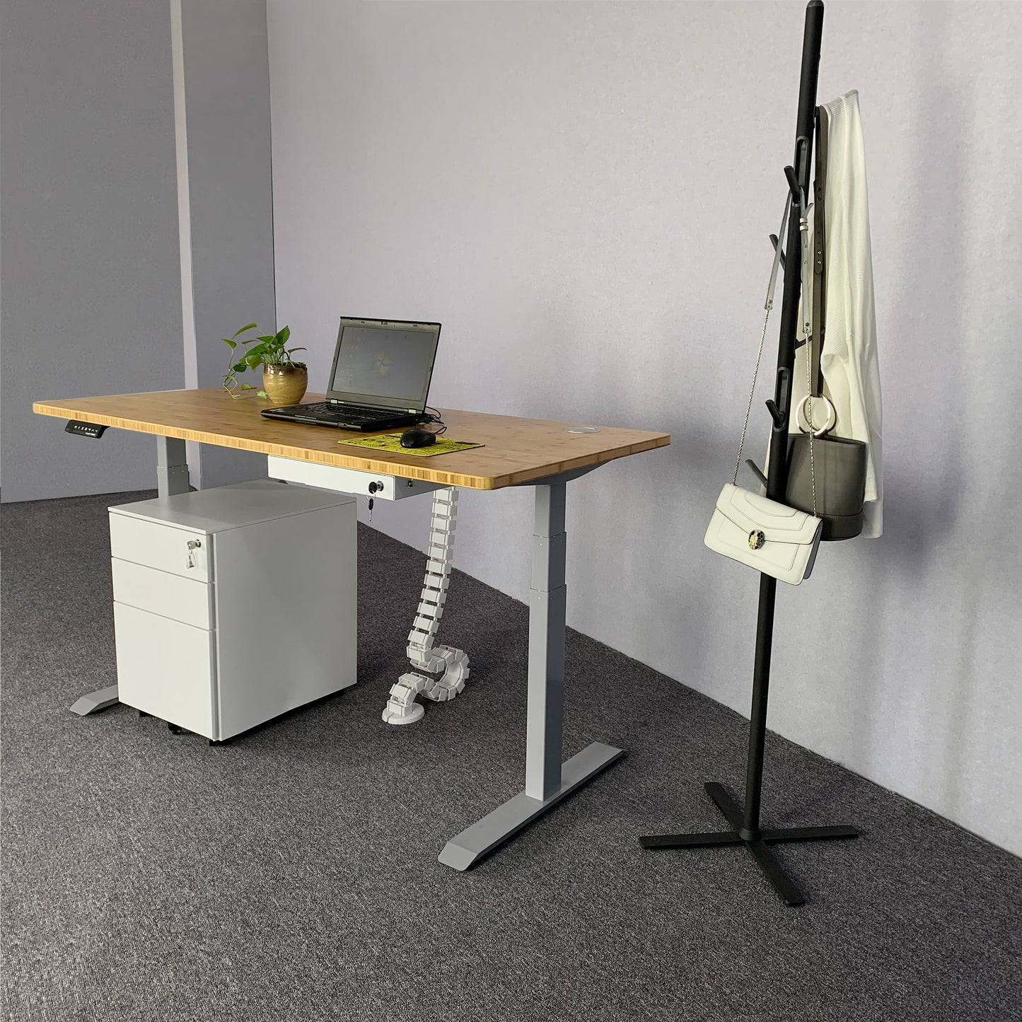 VWINDESK 60Inch Natural Bamboo Desk Table Top Only, Matching with Electric Adjustable Standing Desk Frame, Durable, Sustainable with 80mm Grommet Holes(30" x 60" x 1") Round Angle