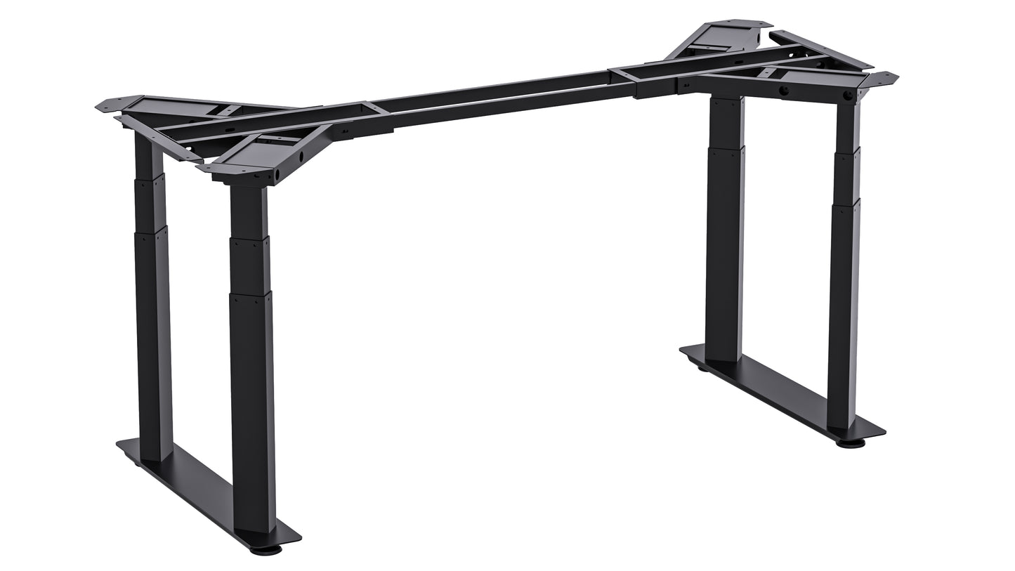 VWINDESK VJ401 Cadre de bureau d'angle debout à quatre pieds (colonnes) électrique réglable en hauteur uniquement avec quatre moteurs, base ergonomique en acier réglable en hauteur avec clavier à mémoire numérique (noir)