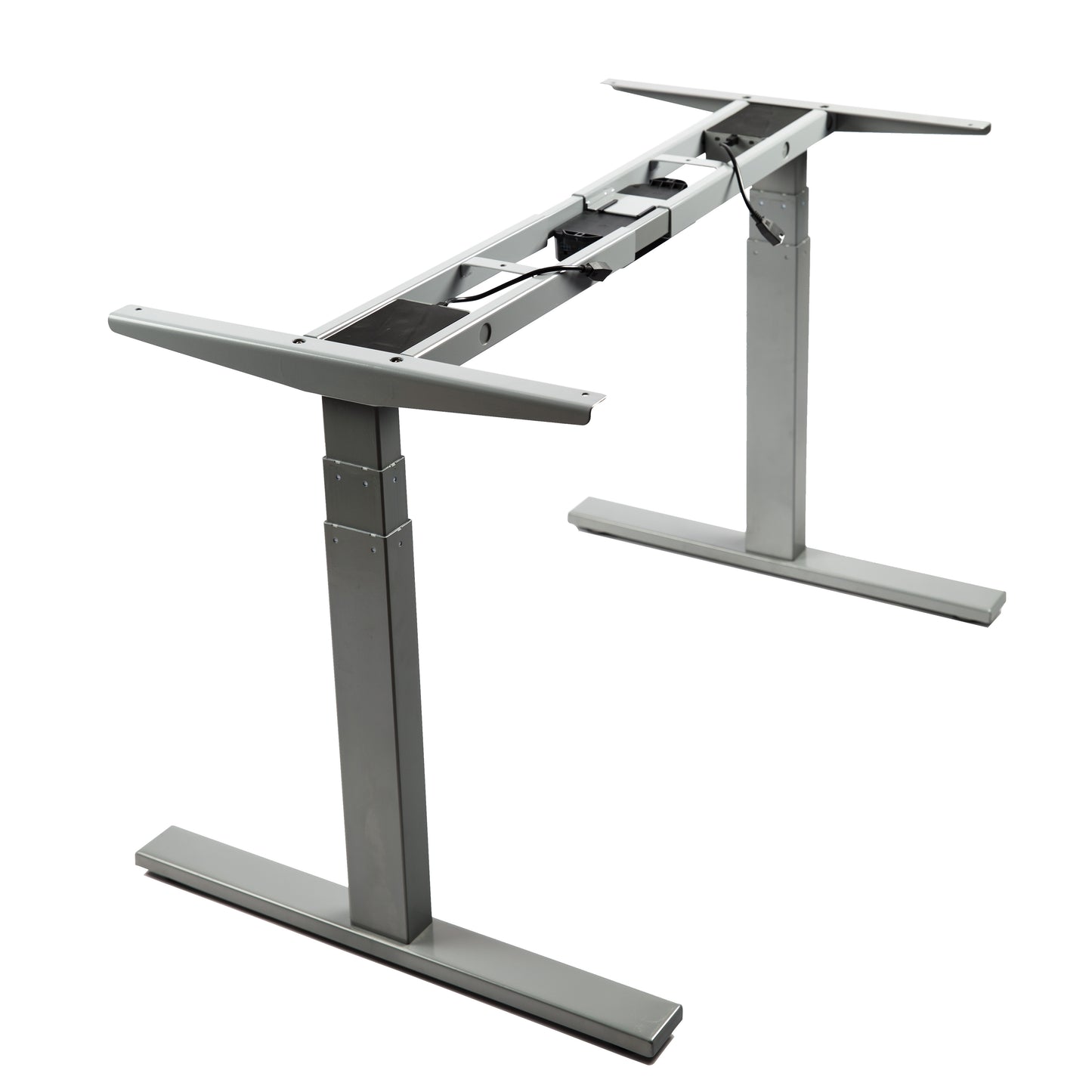 VWINDESK VJ201-S3 Solo marco de escritorio eléctrico ajustable en altura para sentarse/soporte para sentarse - Base de escritorio motorizada de 3 segmentos con motores duales únicamente, gris