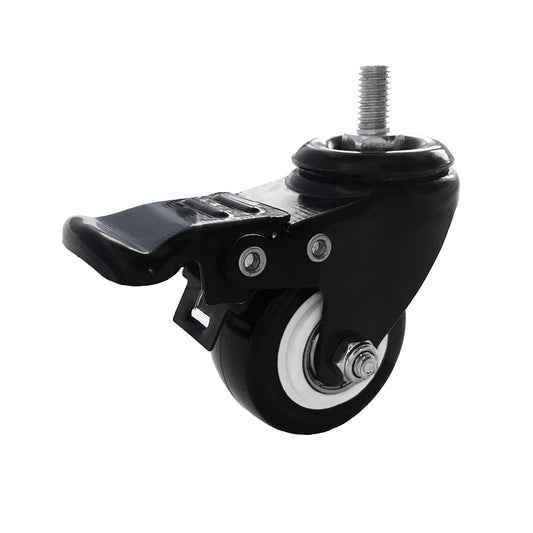 VWINDESK Ruedas giratorias con bloqueo roscado M8 de 2 pulgadas, 15 mm, juego de 4, giratorias, ruedas giratorias de poliuretano PU con placa superior de 360 ​​grados, capacidad total de 220 lb, freno, utilizada para escritorio de pie