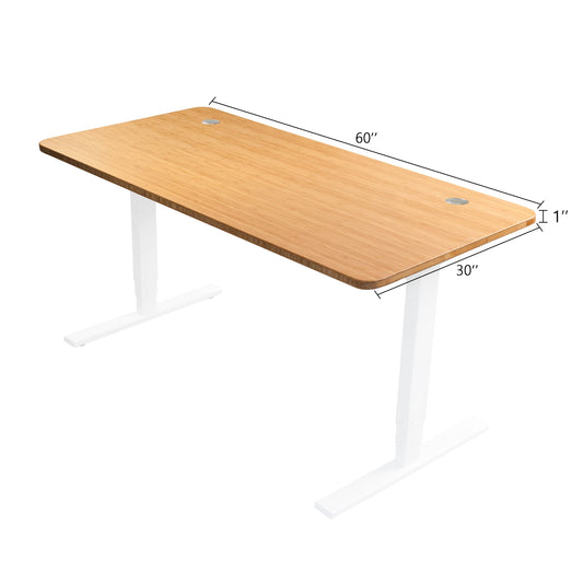 VWINDESK 60Inch Natural Bamboo Desk Table Top Only, Matching with Electric Adjustable Standing Desk Frame, Durable, Sustainable with 80mm Grommet Holes(30" x 60" x 1") Round Angle
