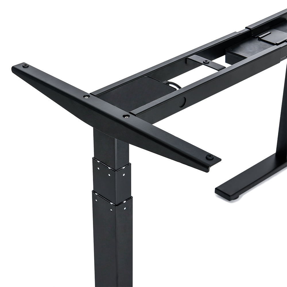 VWINDESK VJ301 Marco de escritorio de esquina ajustable en forma de L con altura eléctrica solo con triple motor, base ergonómica de acero ajustable en altura con teclado de memoria digital (negro)