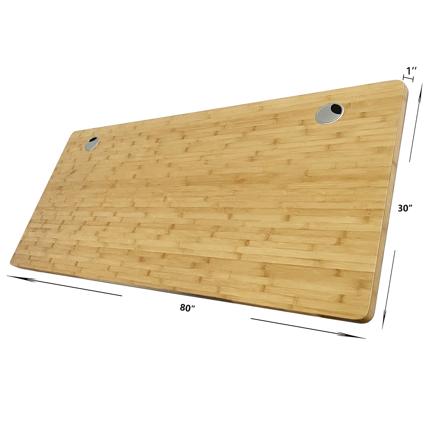 VWINDESK Mesa de escritorio de bambú natural de 80 pulgadas solamente, a juego con marco de escritorio eléctrico ajustable, duradera, sostenible con orificios para ojales de 80 mm (80" x 30" x 1") ángulos redondos