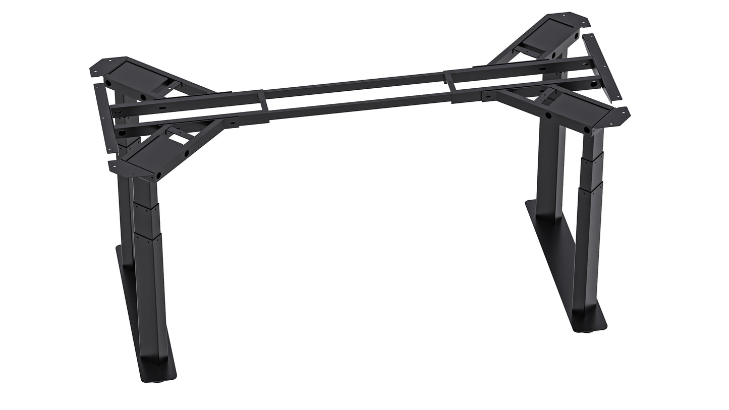 VWINDESK VJ401 Cadre de bureau d'angle debout à quatre pieds (colonnes) électrique réglable en hauteur uniquement avec quatre moteurs, base ergonomique en acier réglable en hauteur avec clavier à mémoire numérique (noir)