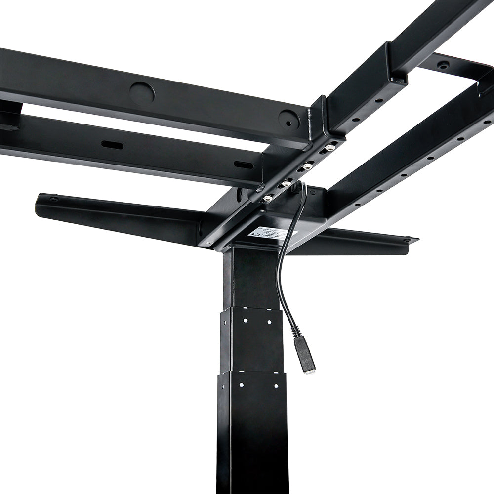 VWINDESK VJ301 Marco de escritorio de esquina ajustable en forma de L con altura eléctrica solo con triple motor, base ergonómica de acero ajustable en altura con teclado de memoria digital (negro)