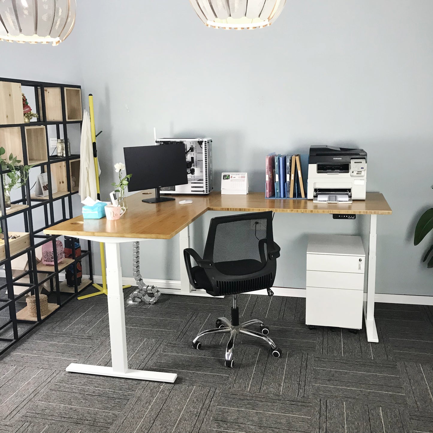 VWINDESK Dessus de table de bureau 100 % bambou massif 182,9 x 76,2 x 2,5 cm uniquement, pour bureau debout, bureau à domicile avec œillets de 60 mm (angle droit)