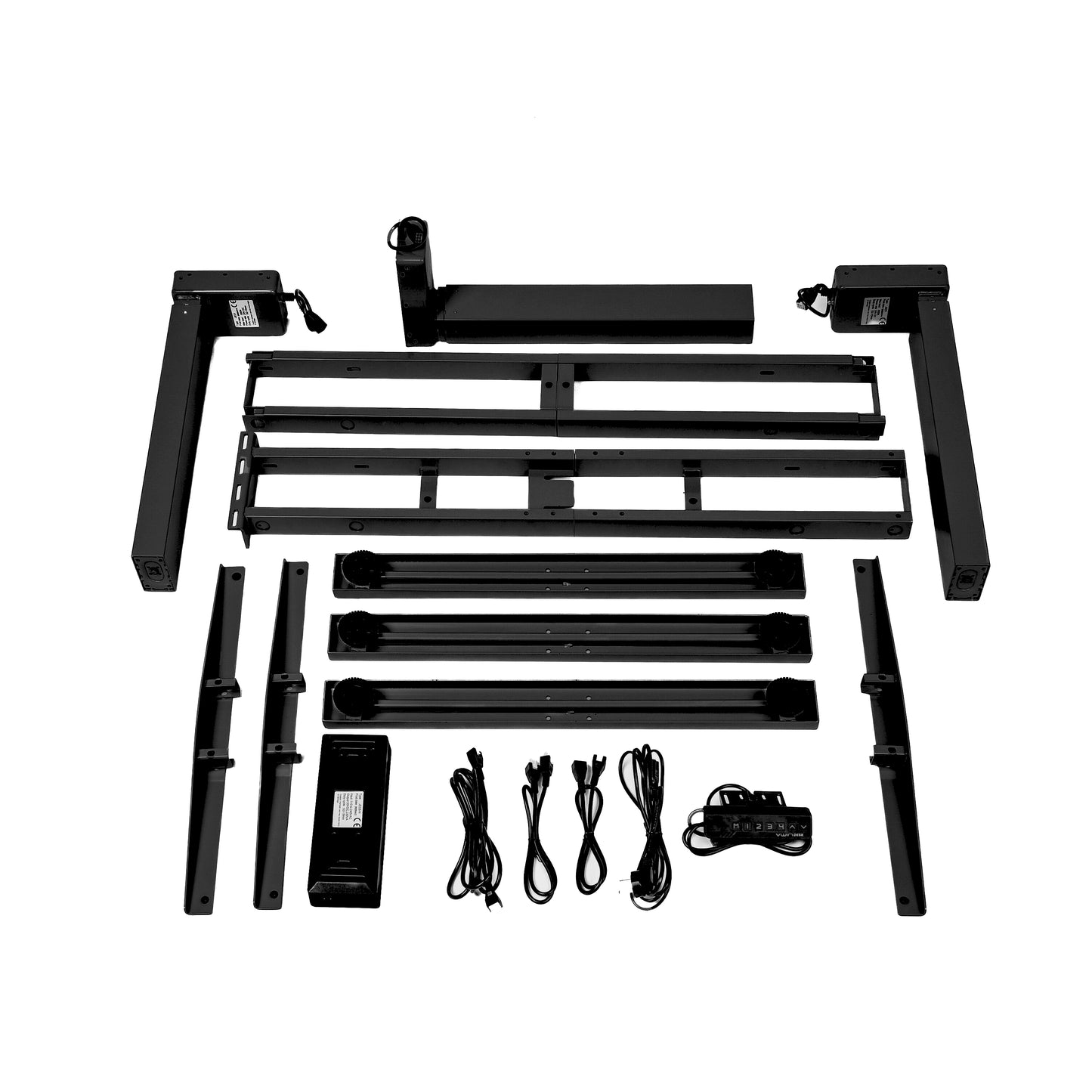 VWINDESK VJ301 Marco de escritorio de esquina ajustable en forma de L con altura eléctrica solo con triple motor, base ergonómica de acero ajustable en altura con teclado de memoria digital (negro)