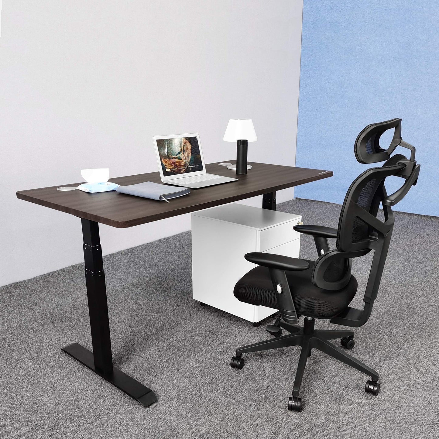 VWINDESK Material de madera, escritorio o mesa de MDF de 80 pulgadas solamente, a juego con marco de escritorio eléctrico ajustable, con orificios para ojales de 80 mm, color grafito (80" x 30" x 1")
