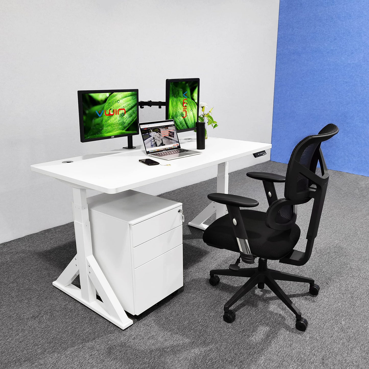 VWINDESK Material de madera, escritorio o mesa de MDF de 80 pulgadas solamente, a juego con marco de escritorio eléctrico ajustable, con orificios para ojales de 80 mm, color blanco (80" x 30" x 1")