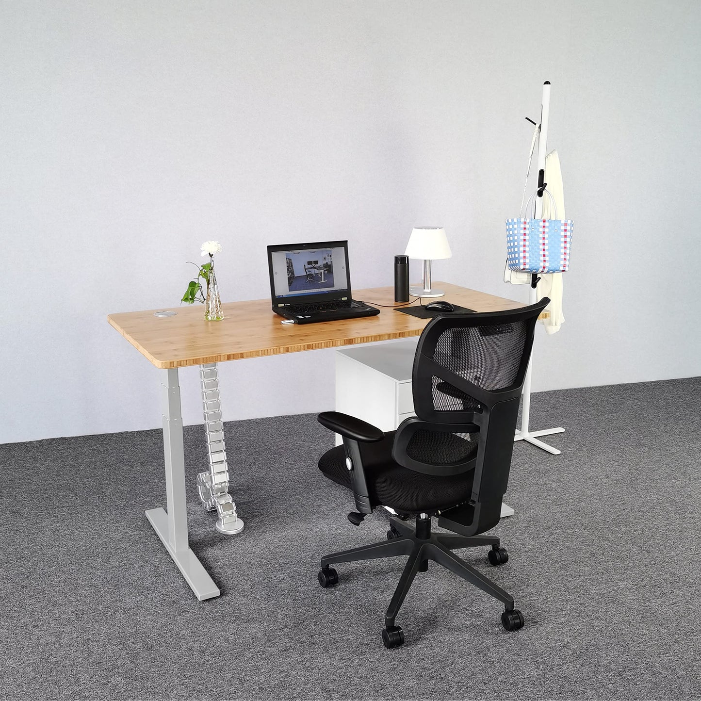 VWINDESK VJ201-S3 Solo marco de escritorio eléctrico ajustable en altura para sentarse/soporte para sentarse - Base de escritorio motorizada de 3 segmentos con motores duales únicamente, gris