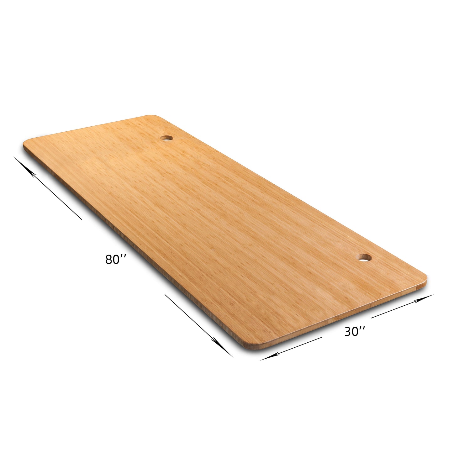 VWINDESK Mesa de escritorio de bambú natural de 80 pulgadas solamente, a juego con marco de escritorio eléctrico ajustable, duradera, sostenible con orificios para ojales de 80 mm (80" x 30" x 1") ángulos redondos