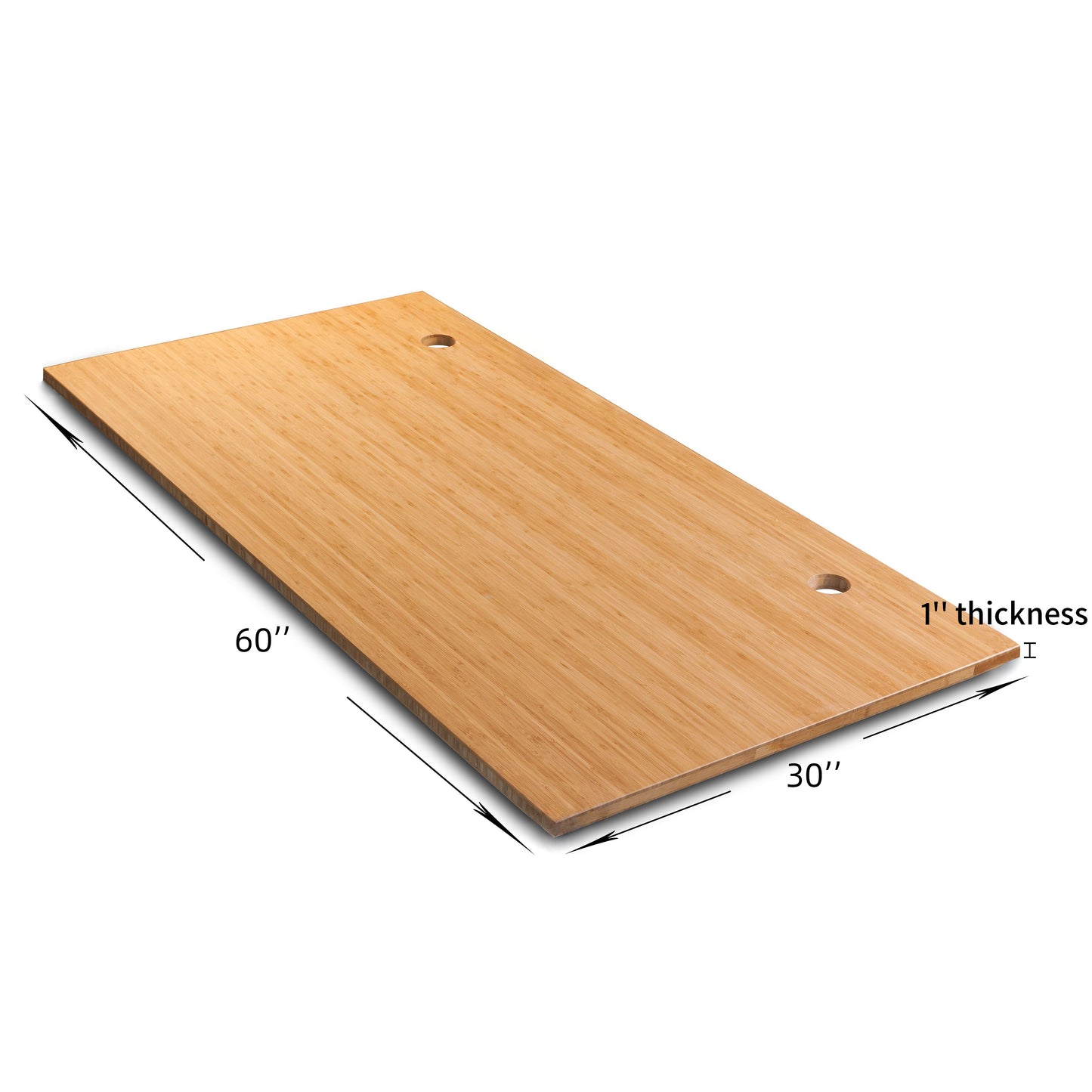 VWINDESK Plateau de table de bureau 100 % bambou massif 152,4 x 76,2 x 2,5 cm uniquement, pour bureau debout, bureau à domicile avec œillets de 60 mm (angle droit)