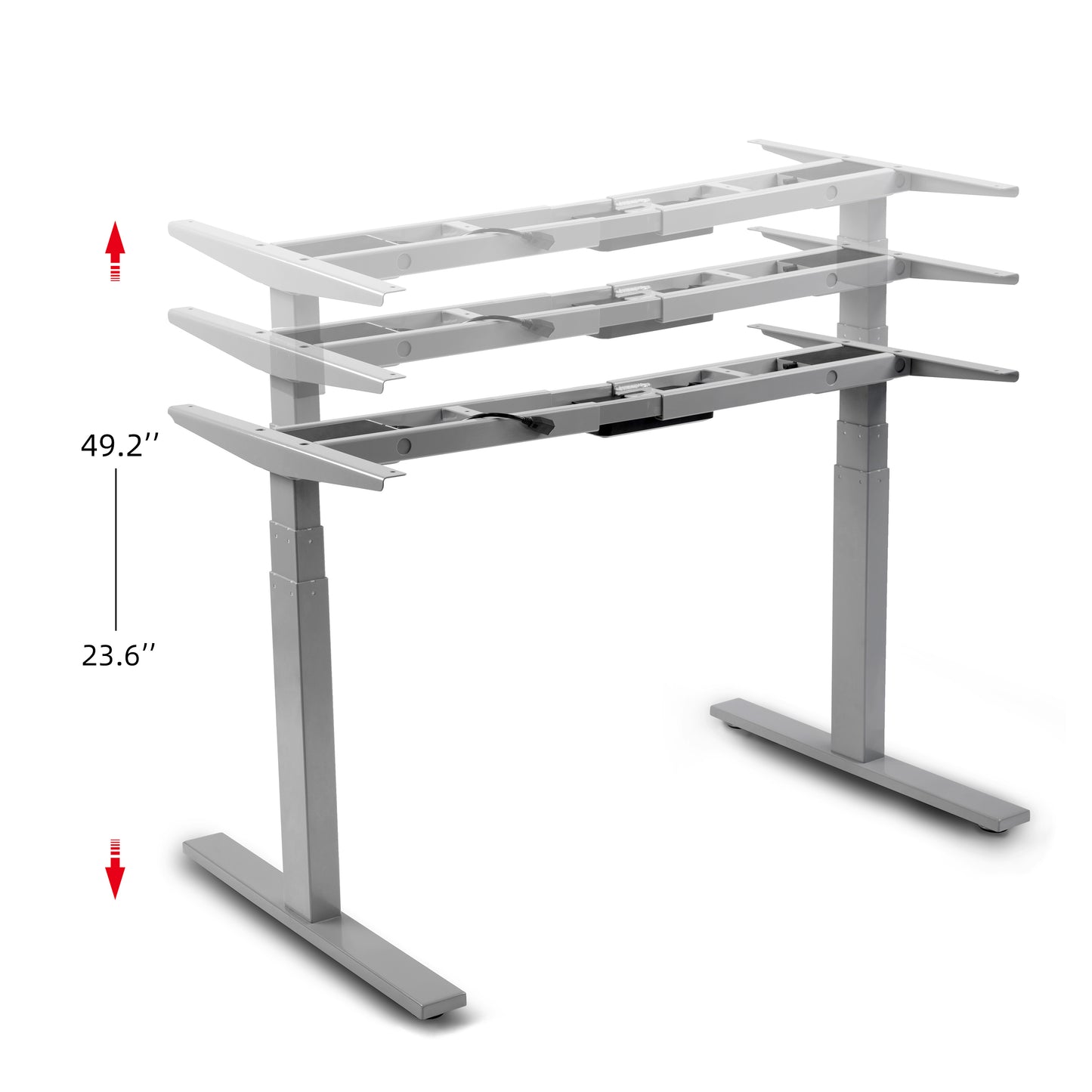 VWINDESK VJ201-S3 Solo marco de escritorio eléctrico ajustable en altura para sentarse/soporte para sentarse - Base de escritorio motorizada de 3 segmentos con motores duales únicamente, gris