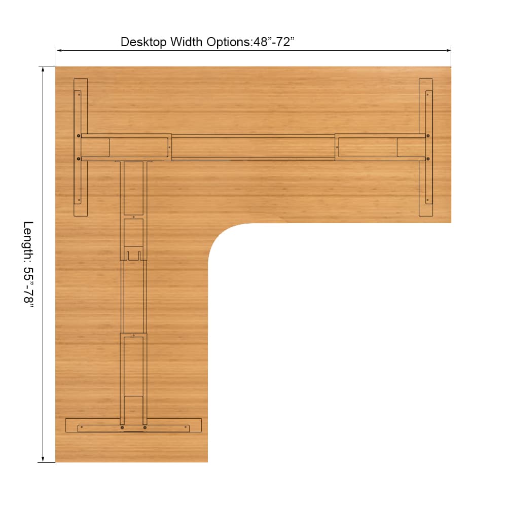 VWINDESK 48 x 27.5 x 1 Inch 100% Solid Bamboo Desk Table Top Only,for  Standing Desk Home Office Desk(Right Angle)