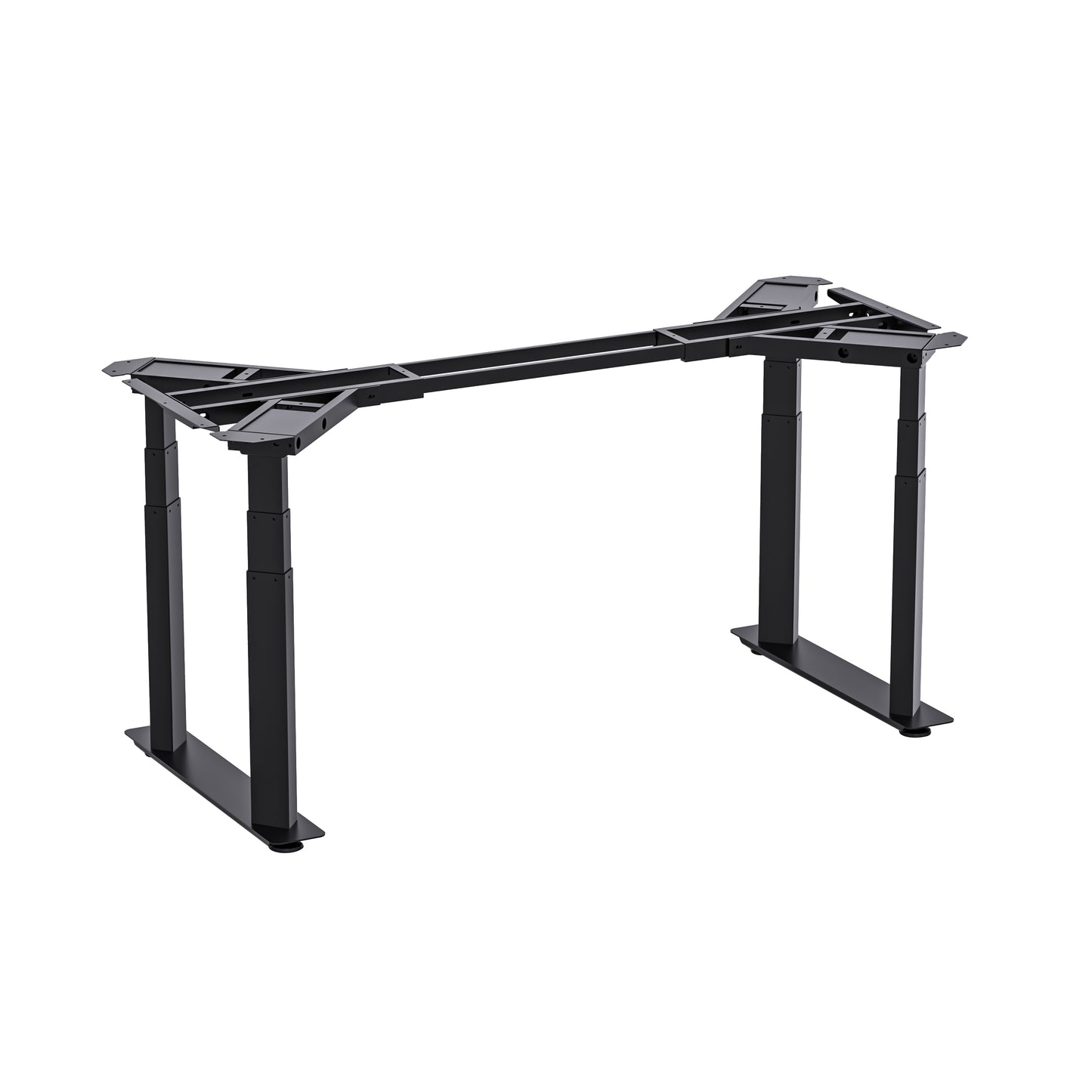 VWINDESK VJ401 Cadre de bureau d'angle debout à quatre pieds (colonnes) électrique réglable en hauteur uniquement avec quatre moteurs, base ergonomique en acier réglable en hauteur avec clavier à mémoire numérique (noir)